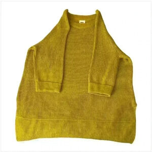 Mote Women's Mustard Yellow Knit Pullover Sweater Size M Long Sleeve Casual